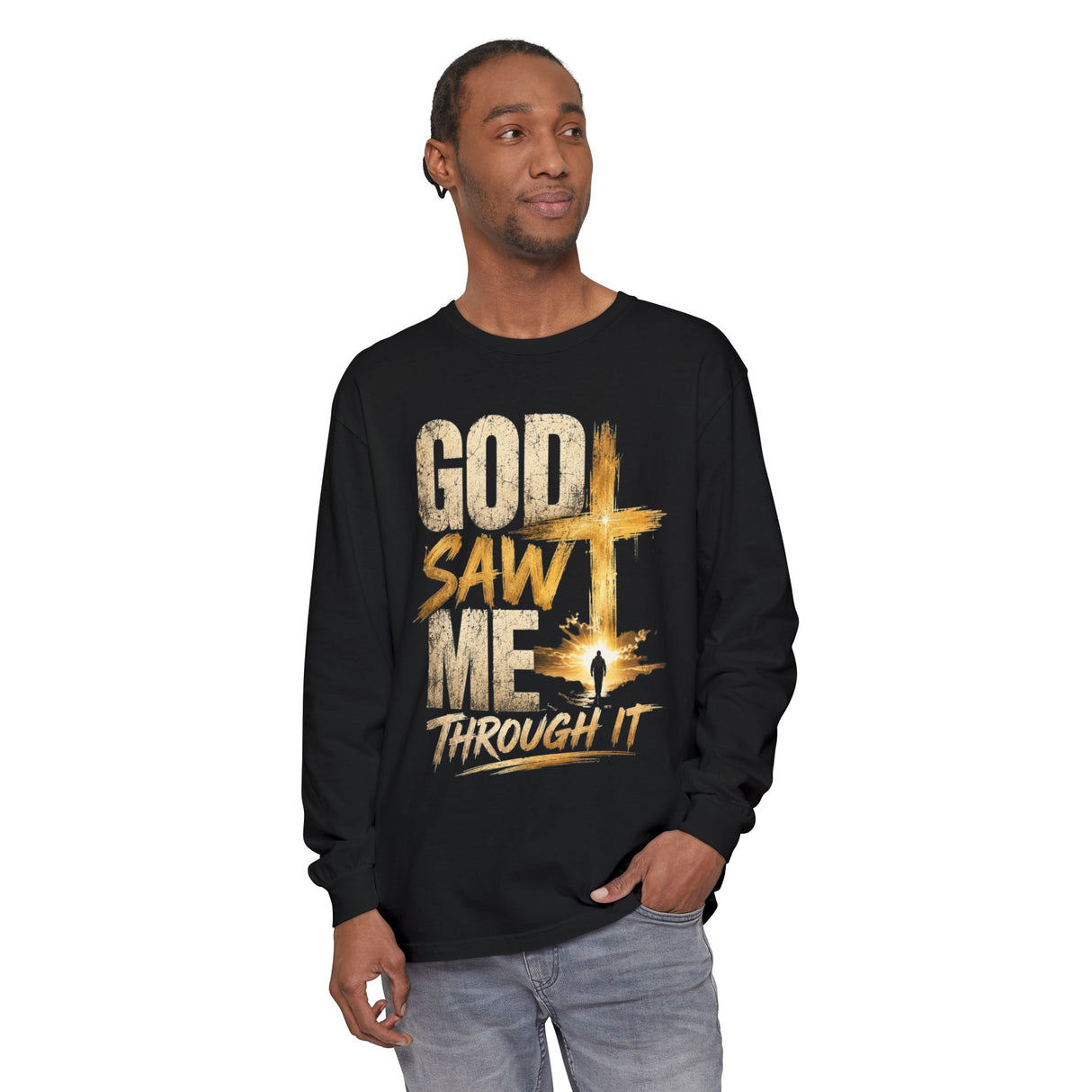 God Saw Me Through It Long Sleeve Tee